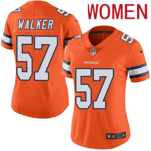 Women Denver Broncos 57 Demarcus Walker Orange Nike Rush Vapor Limited NFL Jersey